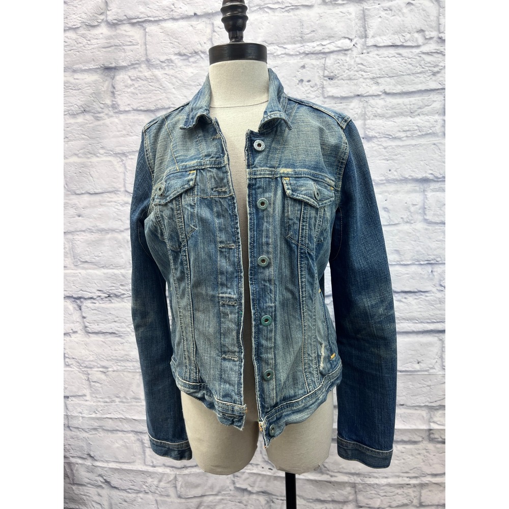 Polo Jeans Co Ralph Lauren Denim Jacket Womens L Blue Excellent Lydia Repair - Picture 2 of 9